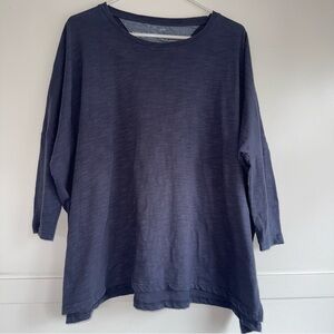 Mer-Sea Womens One Size Blue Oversized Boxy Tee Shirt Catalina Crew Slib Knit
